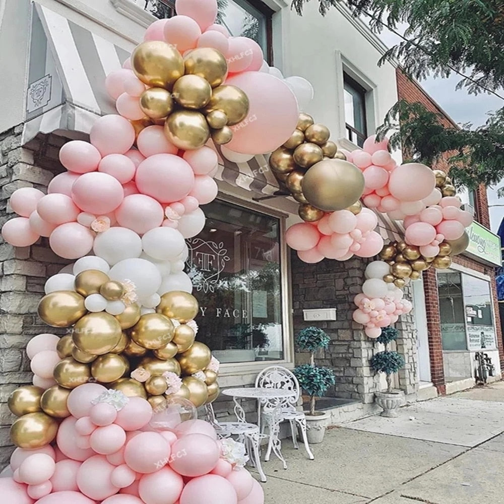 pcs Pink Gold White Balloon Garland Arch Kits Metallic Latex Balloons Wedding Baby Birthday Party Decoration Backdrop Globos Inflatable Decorations