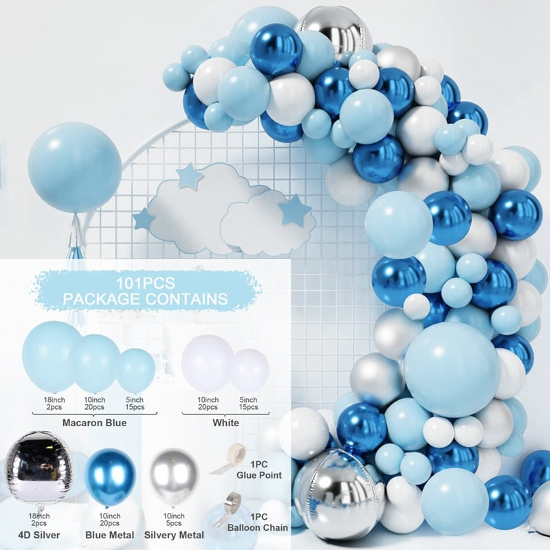 Blue Macaron Balloon Garland Arch Kit Birthday Party Decor Foil Latex Ballon Wedding Baby Shower Kids Baloon Inflatable Decorations