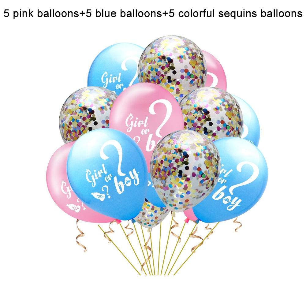 Baby Boy Girl Gender Reveal Party Decorations Balloon Blue Pink Arch Shower Mummy Sash Supplies 