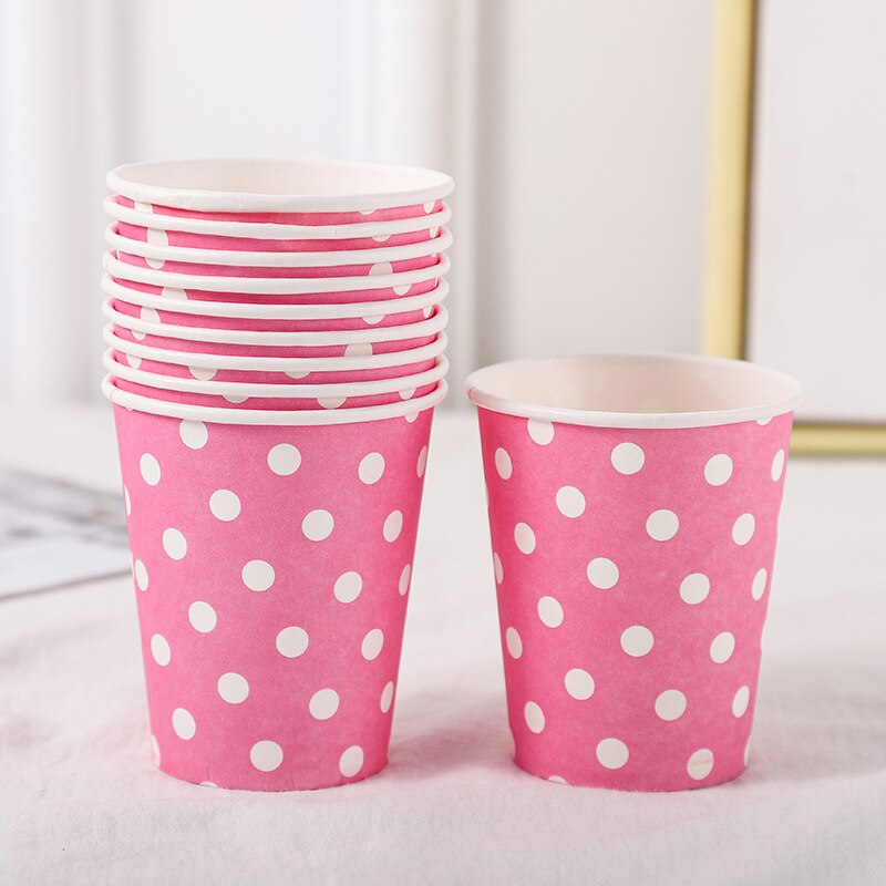 pcs Disposable Dot Pattern Paper Cup Pink Black White Drinks Wine Cups Wedding Birthday Party Decoration Baby Shower Supplies 