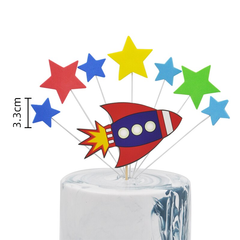 Universe Stars Rocket Astronaut Moon Happy Birthday Letter Decoration Cake Topper Dessert Children's Day Lovely Gifts 