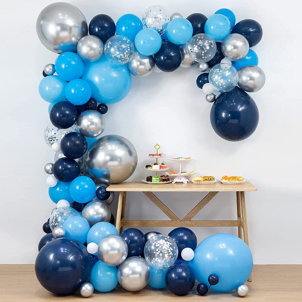 Blue Balloon Garland Arch Kit Metal Silver Latex Set Baby st Birthday Party Shower Decoration Inflatable Decorations