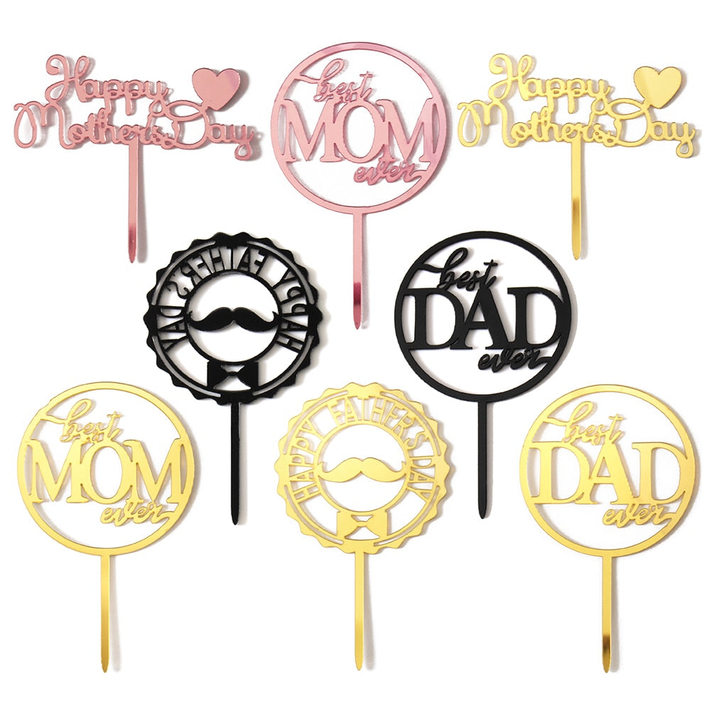 PACK PCS Mini Mother's Day&Father's Day Cake Topper Best Mom Ever Dad Decoration Bento Small 