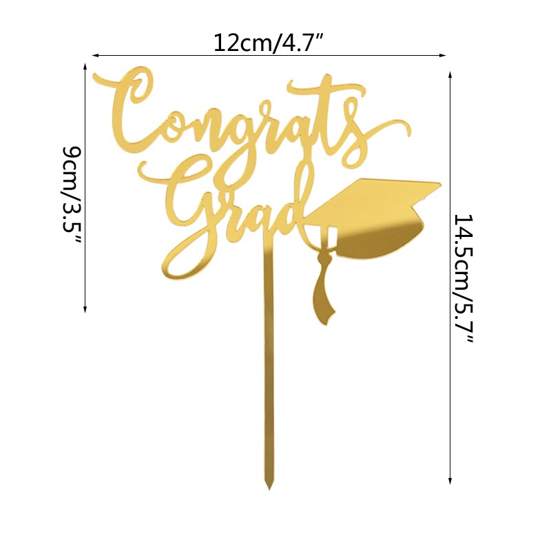 Class Cake Topper Congrats Grad Gold Black Acrylic Cupcake Toppers Graduations College Celebration Party Decorations 