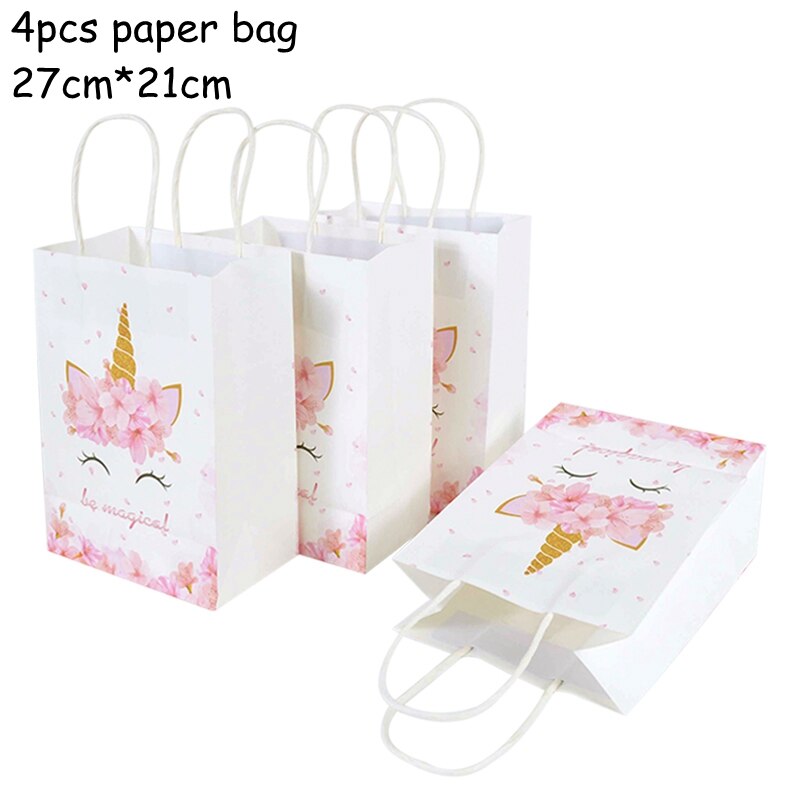 Unicorn Theme Party Paper Gift Bags Popcorn Cookie Candy Bag Box Kids Birthday Decoration Wedding Baby Shower Supplies 