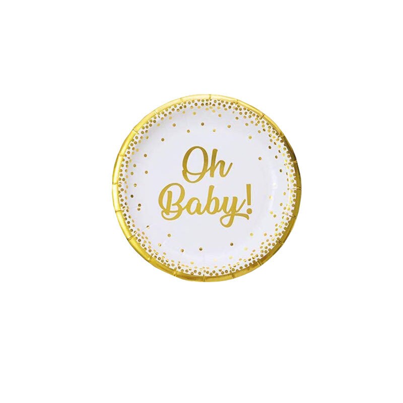 Baby Shower Party Supplies Disposable Tableware Set OH BABY Paper Plates Cups Napkins Tablecloths Baptism 