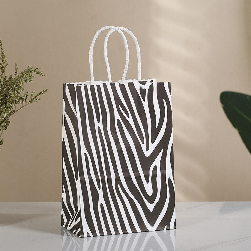 pcs Paper Tote Bag Zebra Tiger Floral Candy Gifts Packing Bags Jungle Birthday Party Decoration Baby Shower Wedding Supplies 