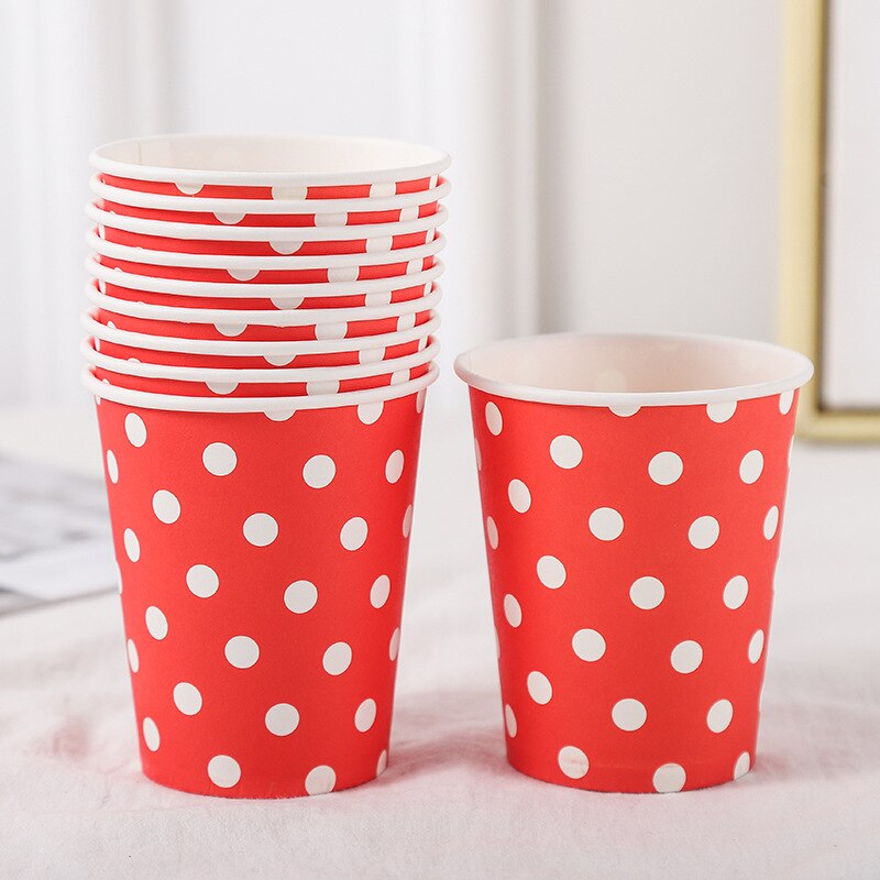 pcs Disposable Dot Pattern Paper Cup Pink Black White Drinks Wine Cups Wedding Birthday Party Decoration Baby Shower Supplies 