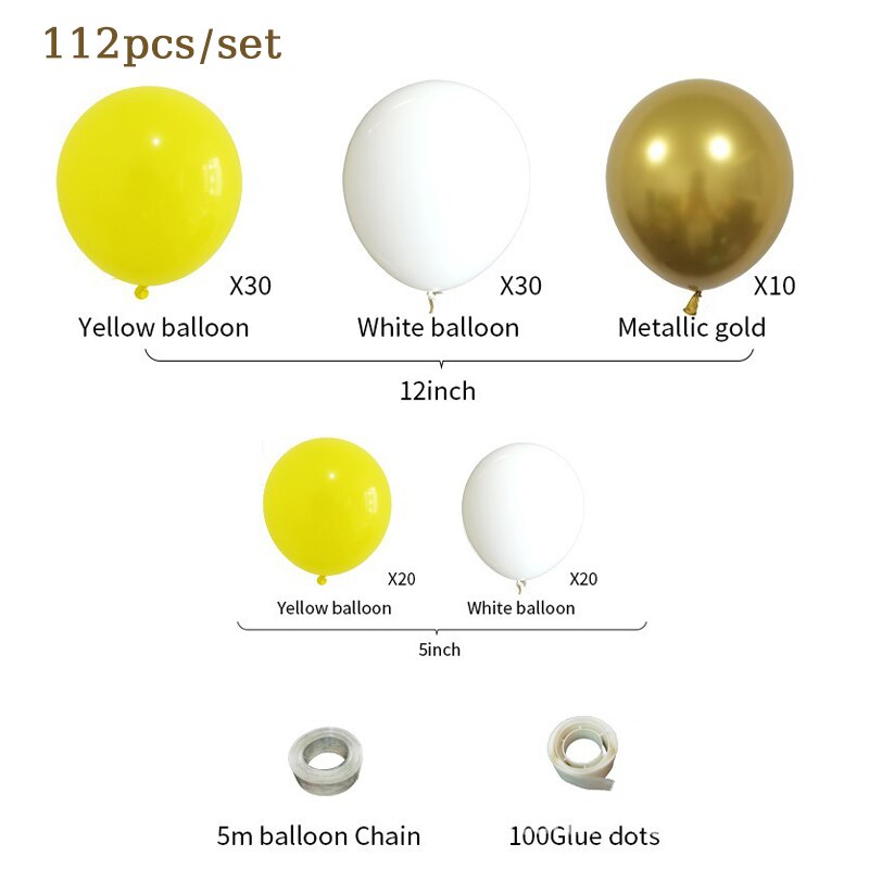 pcs Yellow White Balloons Garland Arch Kit Wedding Birthday Party Decoration Baby Shower Gender Reveal Outdoor Globes Inflatable Decorations