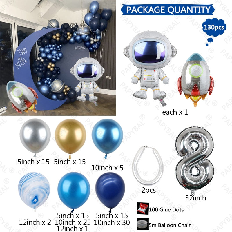 pcs Universe Outer Space Astronaut Rocket Galaxy Theme Latex Foil Balloons Garland Arch Kit Boy Birthday Party Decors Globos Inflatable Decorations