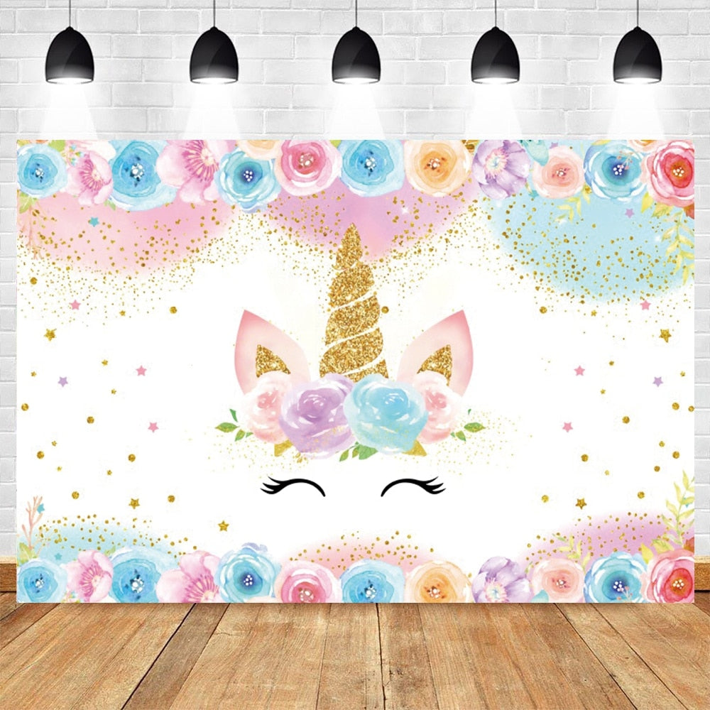 Rainbow Unicorn Backdrop Newborn Baby Shower Birthday Party Decor Photography Background Photophone Studio Shoots Photographic 