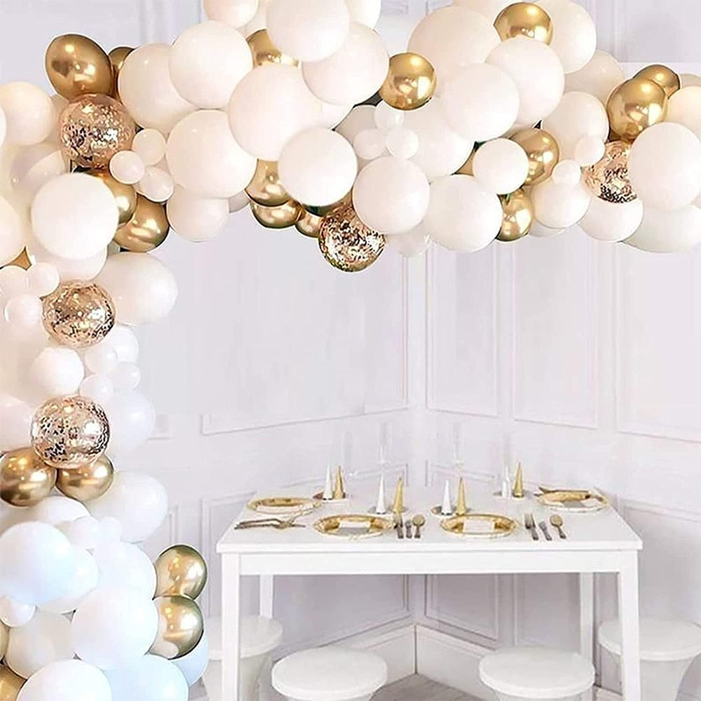 pcs White Metal Gold Latex Balloons Garland Arch Kit Wedding Birthday Party Decorations Baby Shower Decoration Globos Inflatable