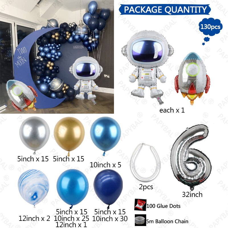 pcs Universe Outer Space Astronaut Rocket Galaxy Theme Latex Foil Balloons Garland Arch Kit Boy Birthday Party Decors Globos Inflatable Decorations