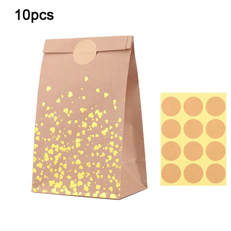 pcs Thank Love Gift Bag Sticker Bronzing Black Kraft Paper Bags Wedding Birthday Party Candy Cookie Packaging 