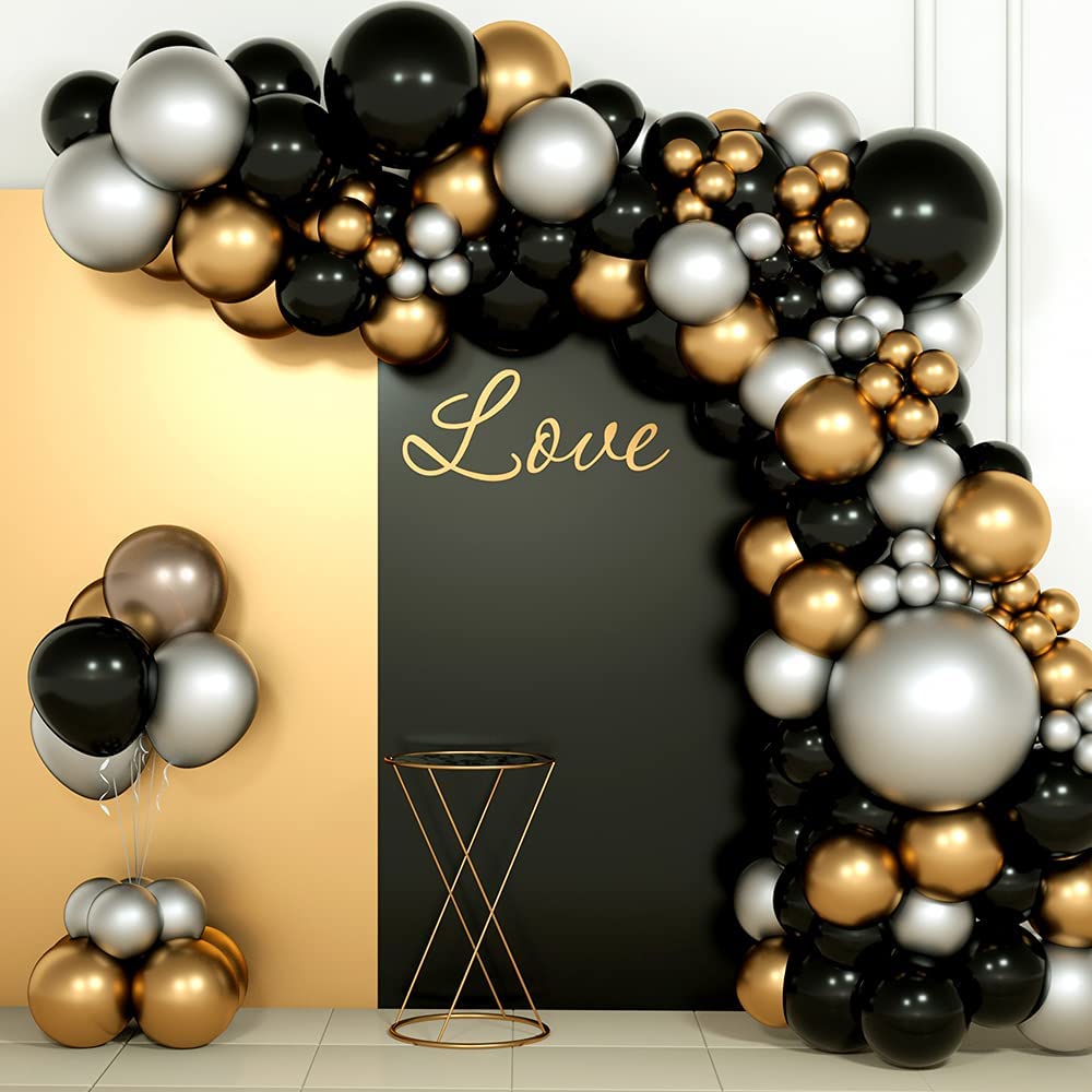 Pcs Black Gold Garland Balloons Arche Set Stand Kit Wedding Decoration Bride Decor Birthday Metal Ballon Party Supplies Inflatable Decorations