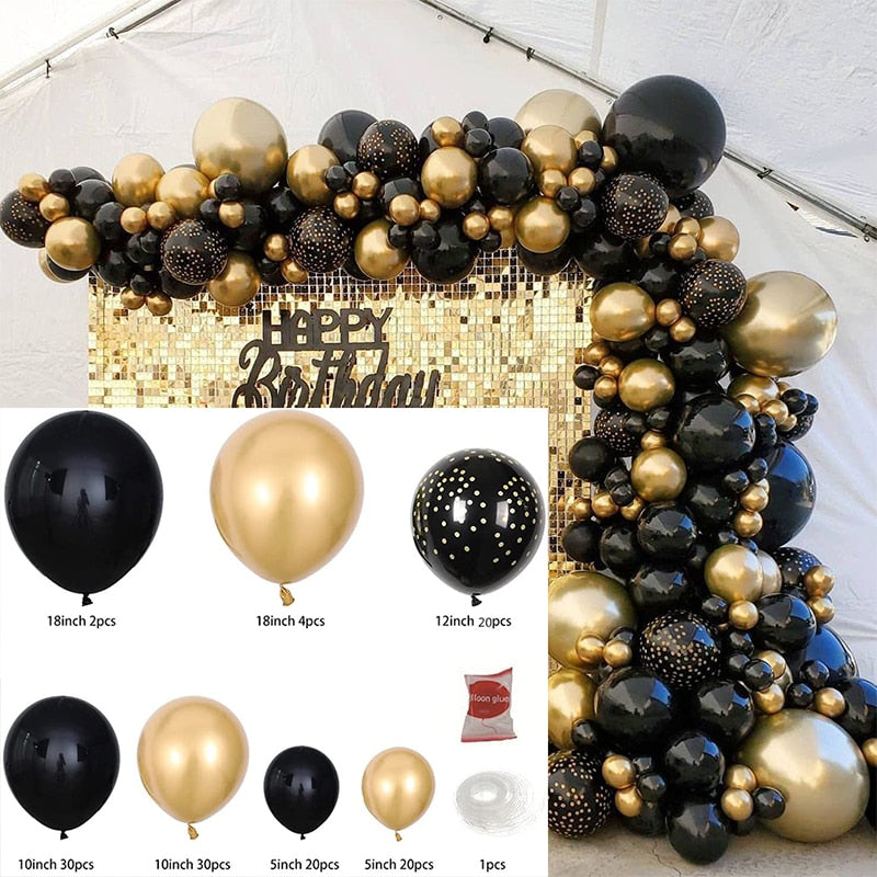 Balloon Garland Kit Arch Birthday Party Decorations Black Gold Inflatable