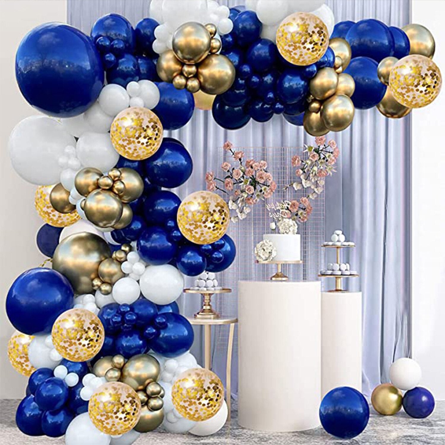 Navy Blue Balloons Garland Arch Kit Chrome Gold Sequins Ballon Baby Shower Wedding Birthday Party Graduation Decor Globos Inflatable Decorations