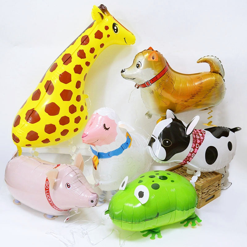 Walking Animal Helium Balloon Cute Cat Dog Dinosaur Pet Foil Birthday Party Air Globos Decoration Baby Shower Kids Toy 