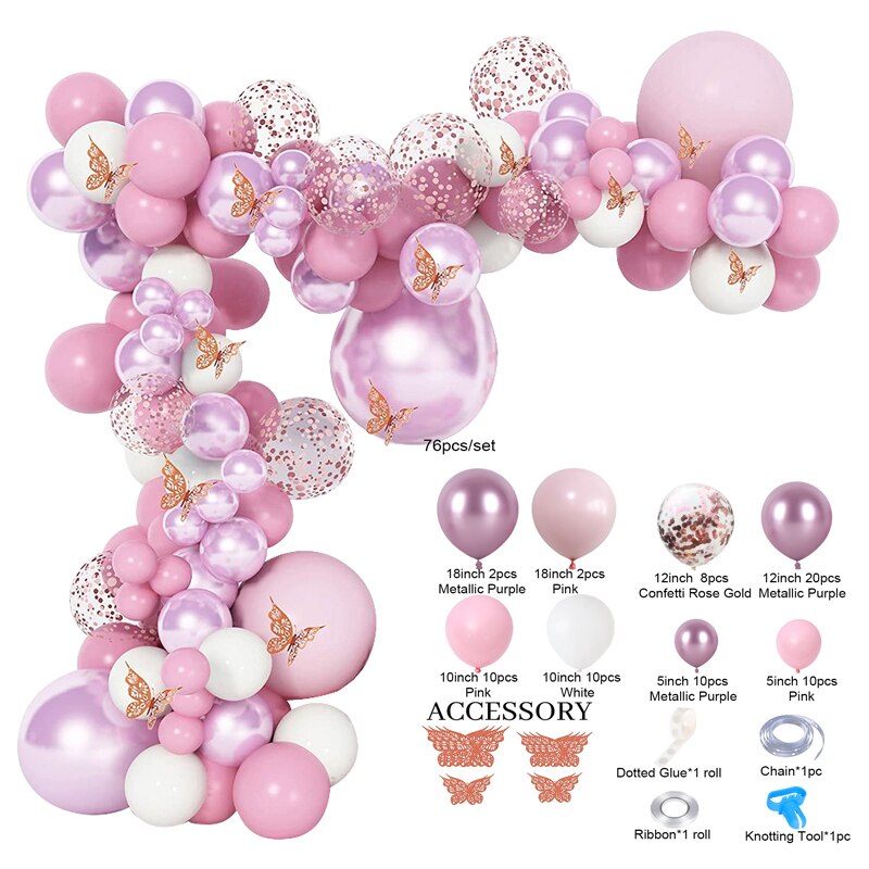 pcs Glitter Pink Balloons Garland Arch Kit Metal Rose Gold Confetti Ballon Wedding Decoration Birthday Party Baby Shower Globe Inflatable Decorations