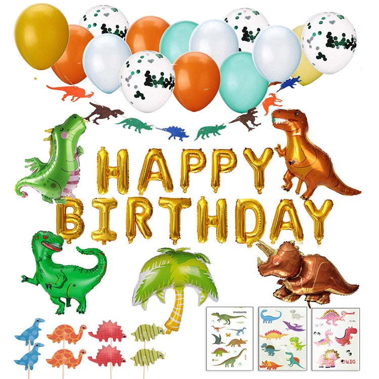 Dinosaur Theme Party Decoration Coconut Tree Foil Balloon Cake Toppers Stickers Boys st nd rd Birthday Supplies Inflatable Decorations