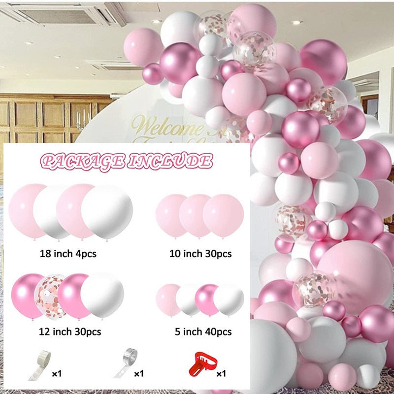 pcs Pink Macaron Metal Balloon Set Butterfly Balloons Garland Arche Birthday Party Decoration Wedding Decor Baby Shower 