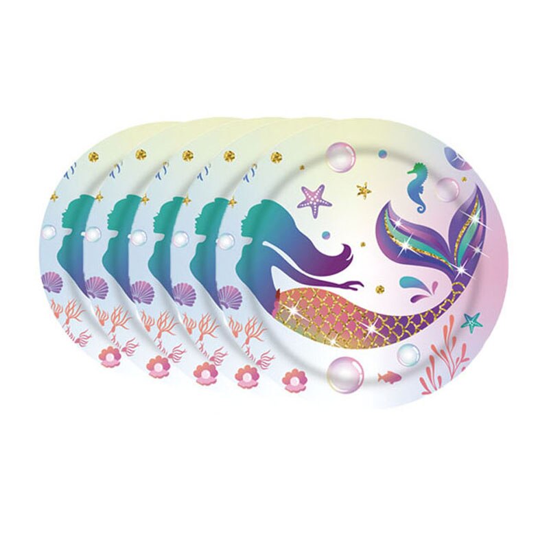 pcs Mermaid Disposable Tableware set Paper Plates Cups Napkins Decoration Birthday Party Decor Kids Baby Shower Girl 