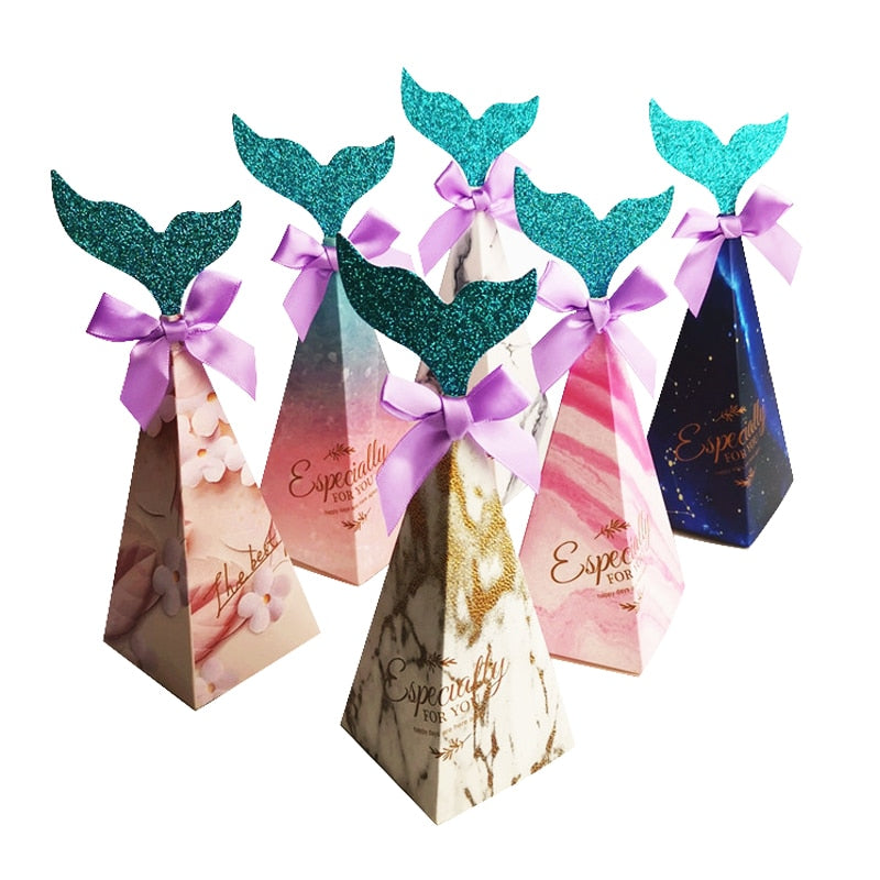 pcs Mermaid Party Gift Box Kraft Paper Bags Candy Cookie Packaging Wedding Birthday Decoration Baby Shower Supplies 