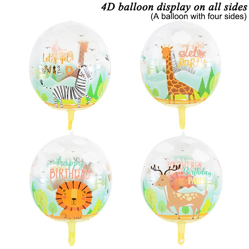 inch Animals Balloons Jungle Animal Lion Cow Zebra Dinosaur Balloon Safari Theme Birthday Party Baby Shower Decorations 