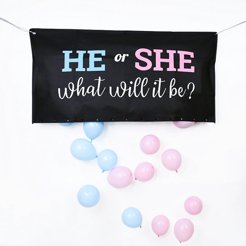 Gender Reveal Balloon Bag will Drop Baby Shower Reavel Party Backdrop Decoration Props 