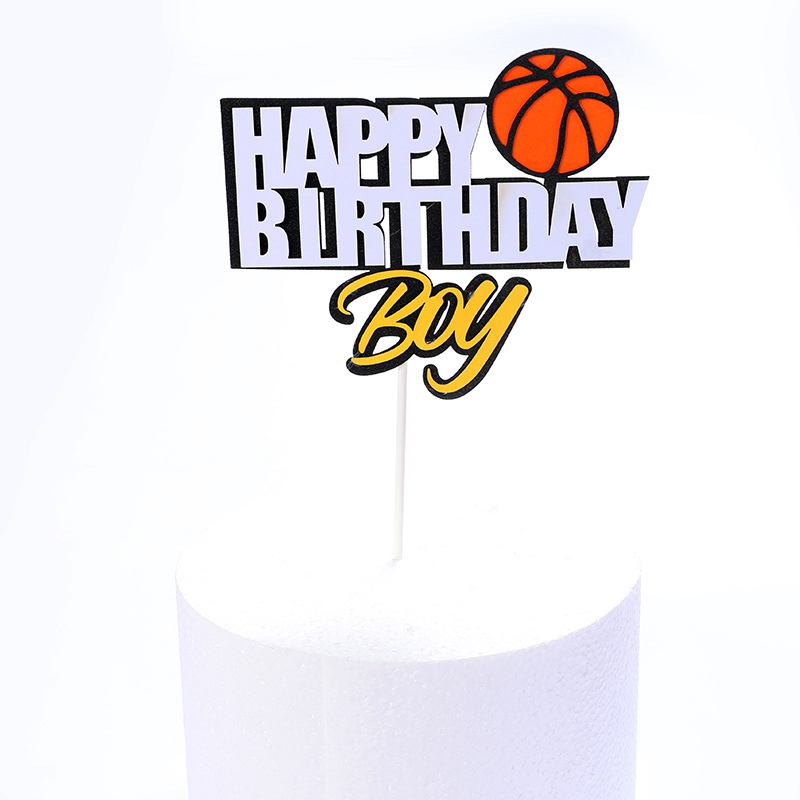 Soccer Football Basketball Cake Topper Happy Birthday Boy Decor Children Party Theme Supply 