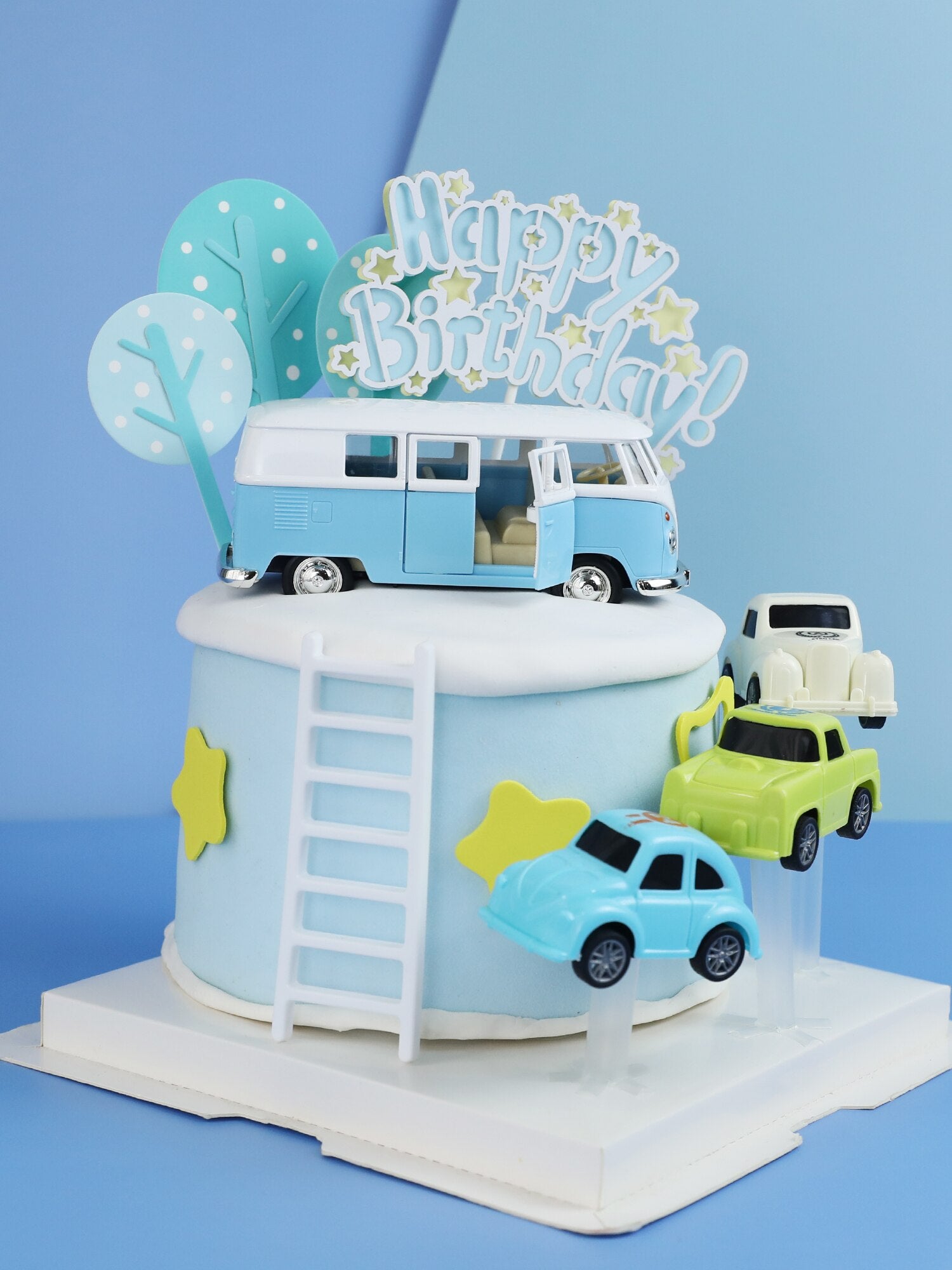 Saloon Car Bus Cake Decoration Cartoon Kids Happy Birthday Party Decorating Supplies Baby Shower Wedding Topper 