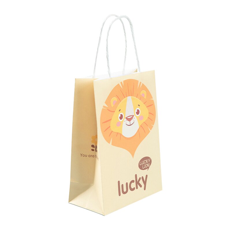 pcs Cartoon Animals Paper Tote Bag Lion Tiger Dinosaur Gifts Packing Shopping Bags Kids Birthday Anniversary Baby Shower Decor 