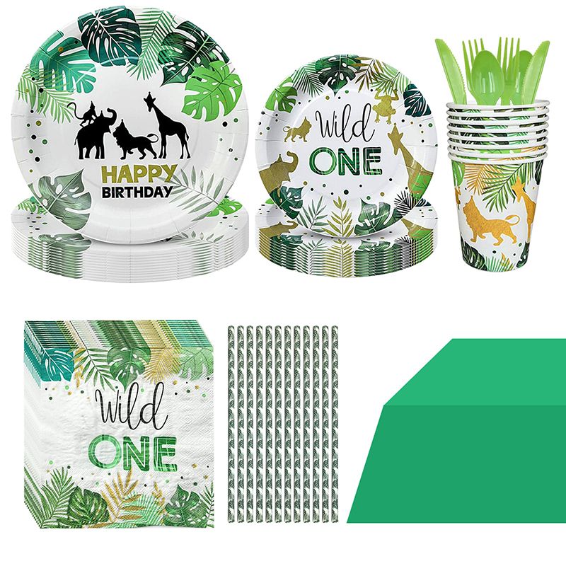 Wild One Theme Disposable Tableware Paper Cup Napkin Plates for Jungle Birthday Party Decoration Boy Baby Shower Supplies PartyDecorHQ