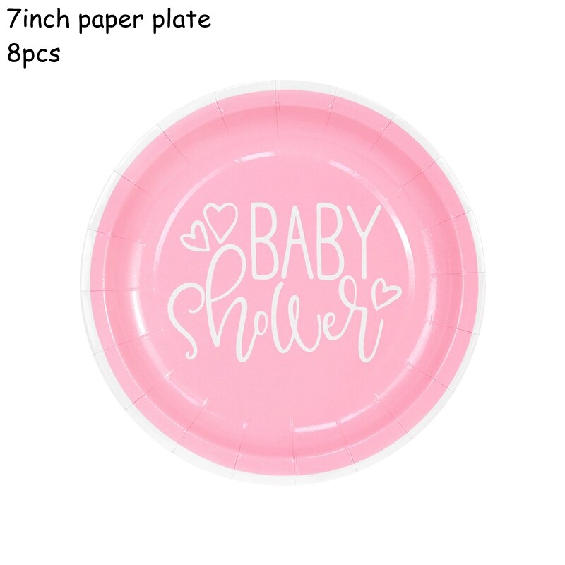 Baby Shower Disposable Tableware Pink Blue Boy Girl Paper Plate Cup Napkin Gender Reveal Birthday Party Table Decorations 