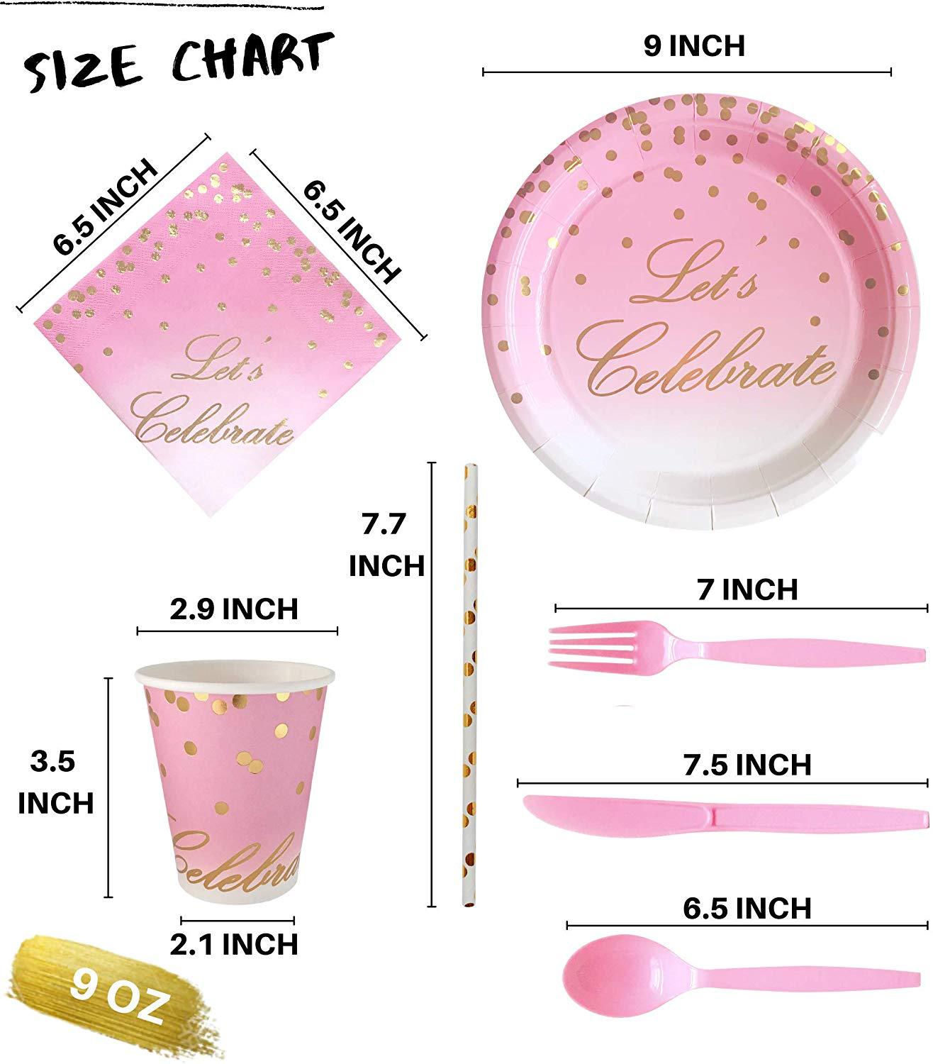 Gold Pink Disposable Tableware Set Paper Plate Cup Tissue Baby Shower Birthday Anniversary Party Decoration Supplies 