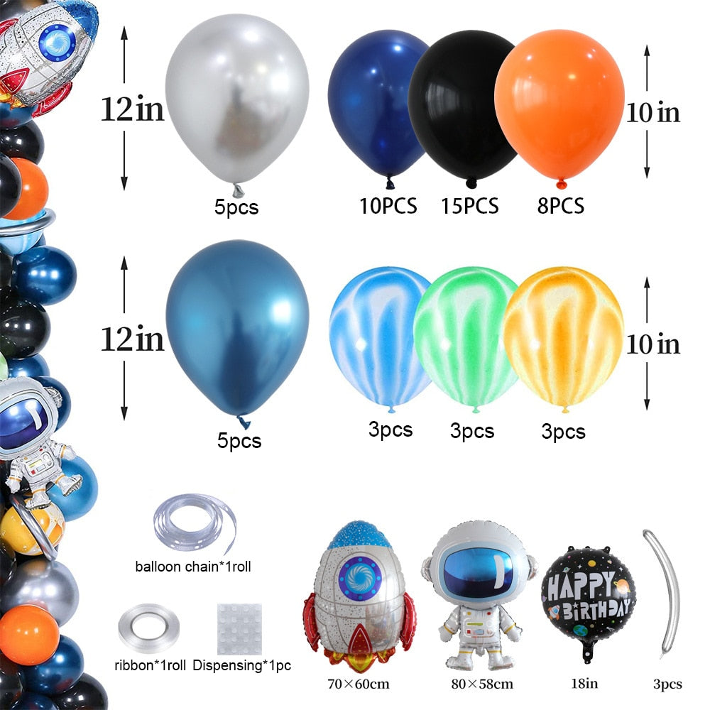 pcs Outer Space Balloons Garland Arch Kit Astronaut Rocket Foil Balloon Boy Birthday Party Decoration Baby Showe Globe Inflatable Decorations