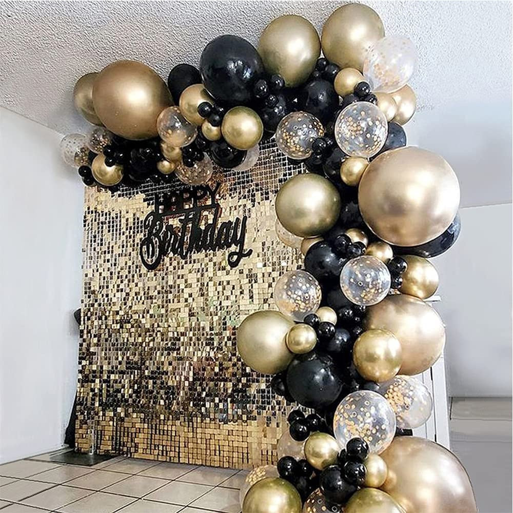 Gold Metallic Balloon Arch Garland Kit Black Latex Baloon Wedding Birthday Party Anniversary Baby Shower Decoration Globos Inflatable Decorations