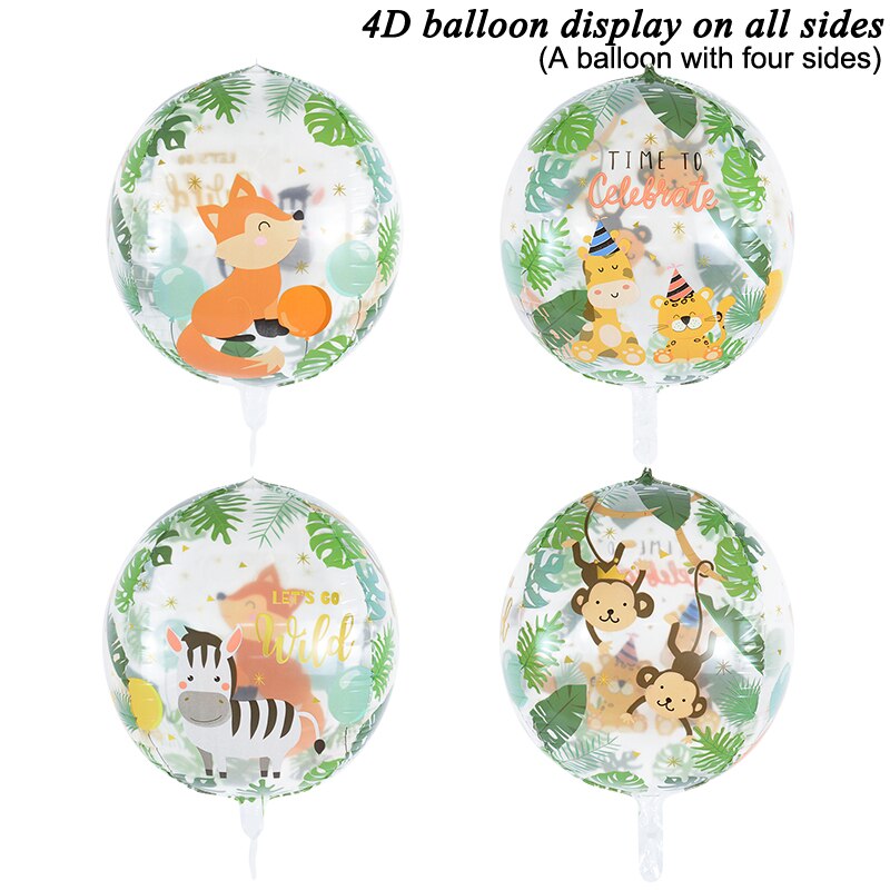 inch Animals Balloons Jungle Animal Lion Cow Zebra Dinosaur Balloon Safari Theme Birthday Party Baby Shower Decorations 