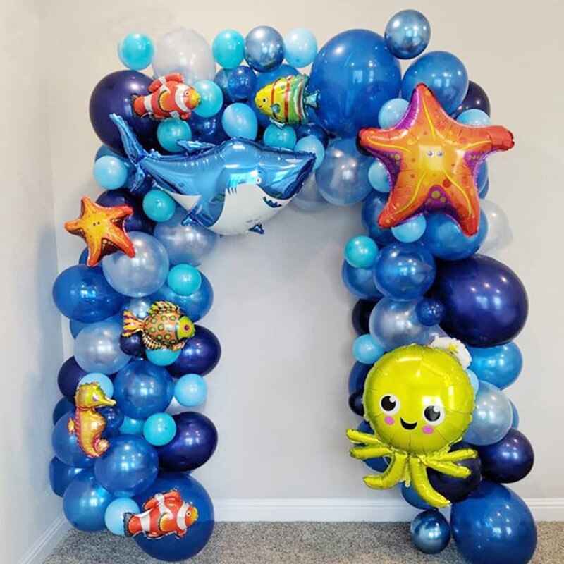 Pcs/Set Ocean World Birthday Party Decorations Balloons Garland Kit Octopus Foil Balloon Arch Kids Sea Decor Supplies Inflatable