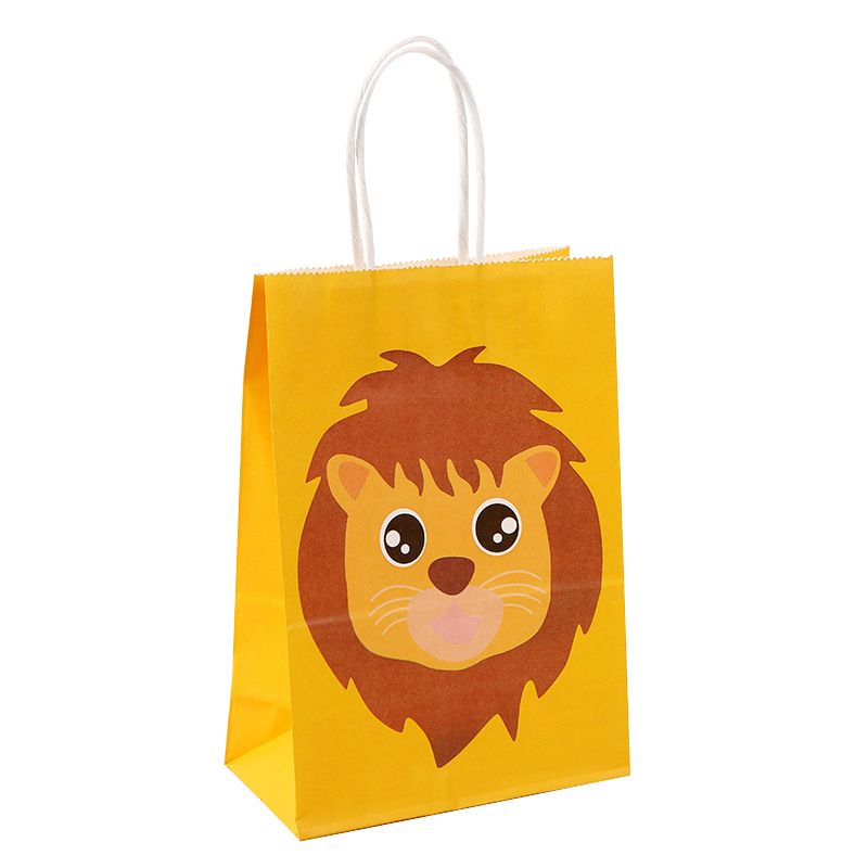 6pcs Jungle Animal Gift Bags Lion Zebra Elephant Pattern Paper Packaging Bag for Girl Boy Birthday Party Decoration Baby Shower PartyDecorHQ