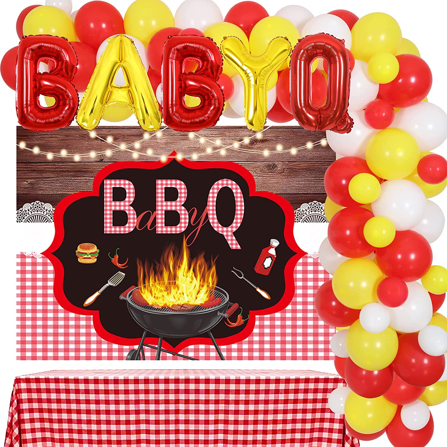 BBQ Baby Shower Decorations Balloon Garland Arch Kit Boy Girl Picnic Barbecue Gender Reveal Party Supplies 