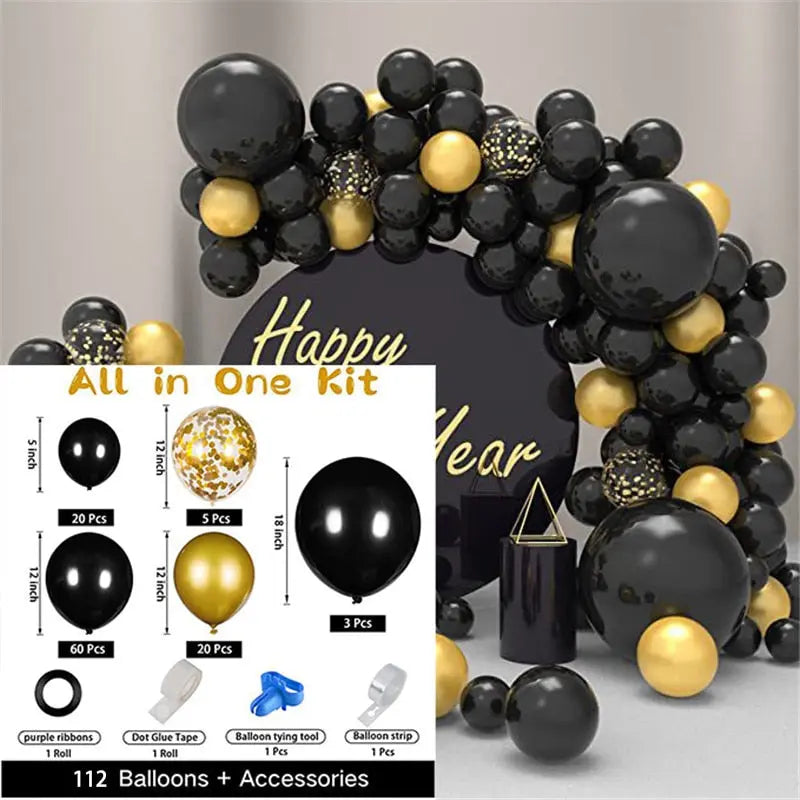 Black Gold Balloon Garland Arch Kit Confetti Latex th Birthday Party Adults Baby Shower New Year Decorations Inflatable