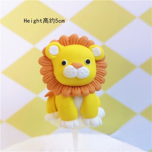 Cartoon Woodland Animals Lion Elephant Cake Topper Jungle Safari Cupcake Decor Cute Forest Loin Boy Birthday Hedgehog 