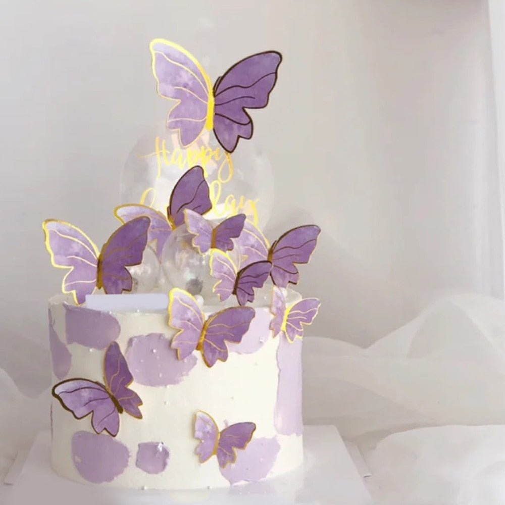 Butterfly Cake Topped Happy Birthday Decorating Supplies Baby Shower Wedding Party Decorations 