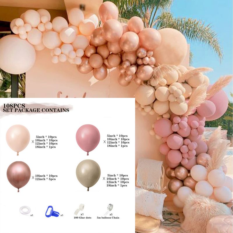 pcs Retro Pink Balloons Arch Garland Kit White Apricot Rose Gold Ballon Baby Shower Wedding Birthday Party Decor New Inflatable Decorations