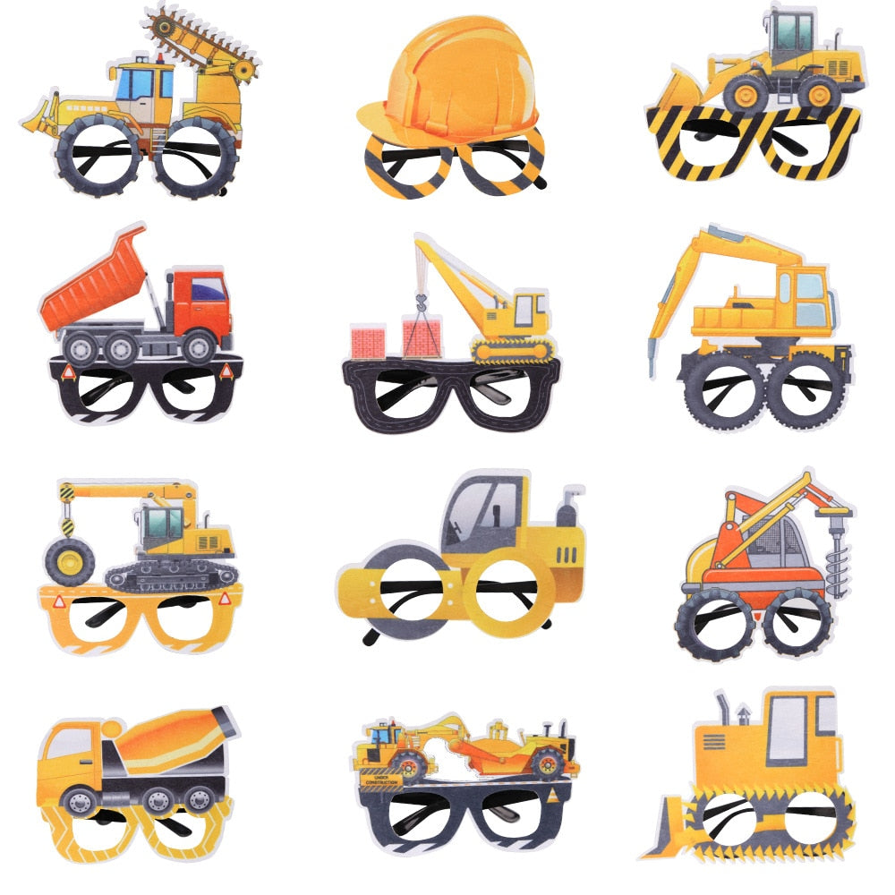 Construction Trucks Engineering Cars Party Disposable Tableware Set Plate cup banner Birthday Decorations Kids Cake Decor 