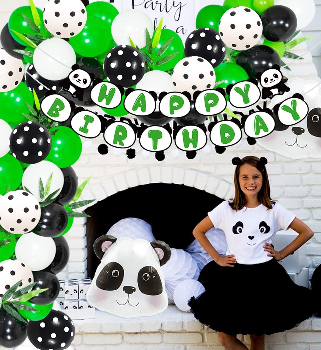 Panda Theme Party Decorations Green Balloons Set Happy Birthday Banner  for 1st 2nd 3rd Birthday Party Supplies PartyDecorHQ