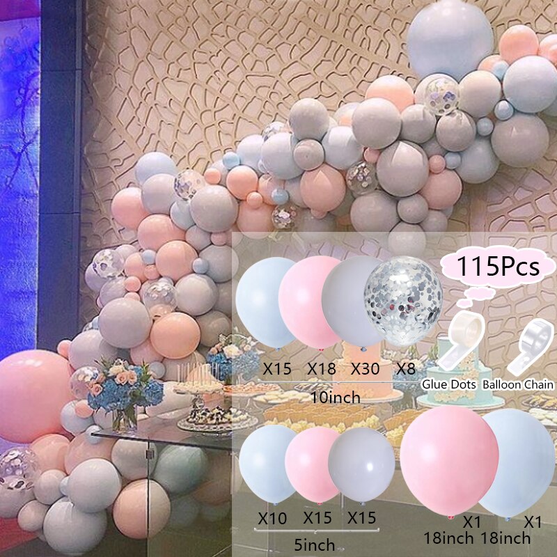 Pcs Birthday Party Balloons Arch Set Blue Pink Grey Sequins Balloon Garland Baby Baptism Shower Wedding Decoration Inflatable Decorations