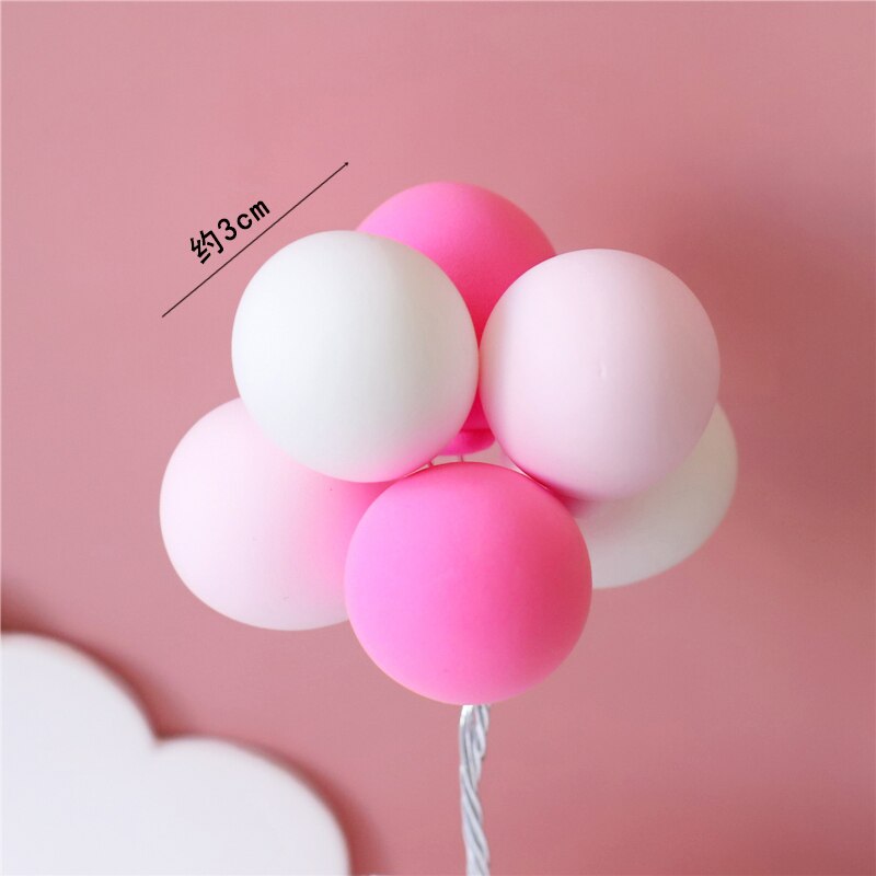 Pink Princess Girl Strawberry Decoration Hot Air Balloon Wedding Party Supplies Star Happy Birthday Cake Topper Baking Love Gift 