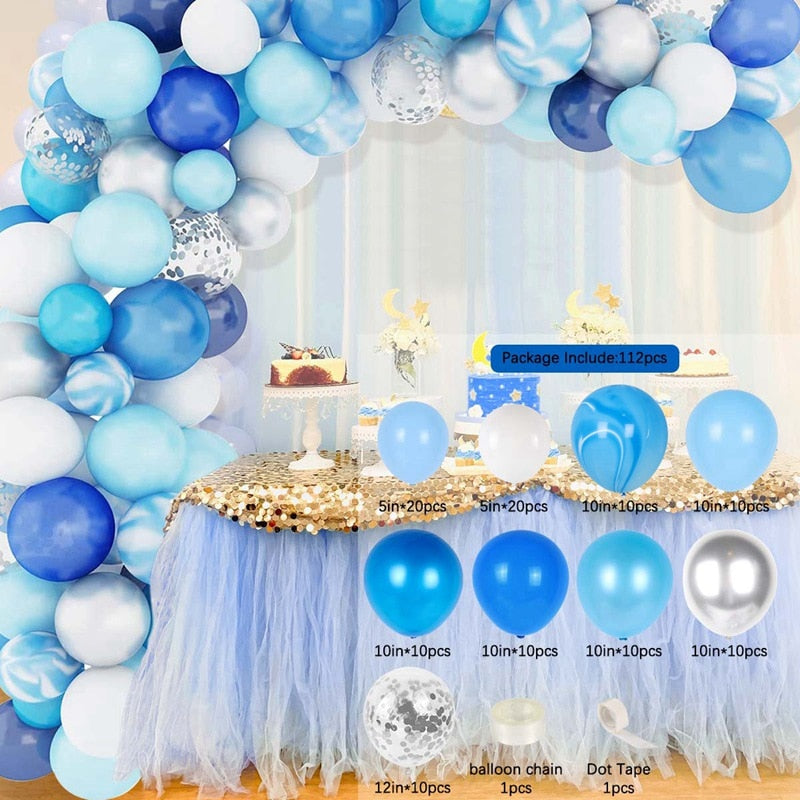 Blue Macaron Balloon Garland Arch Kit Birthday Party Decor Foil Latex Ballon Wedding Baby Shower Kids Baloon Inflatable Decorations